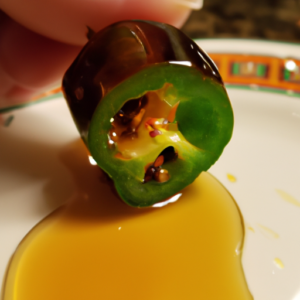 Slice of jalapeño in honey