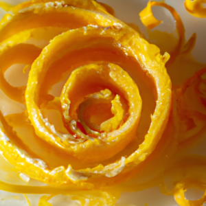 Curl of orange zest in satiny honey